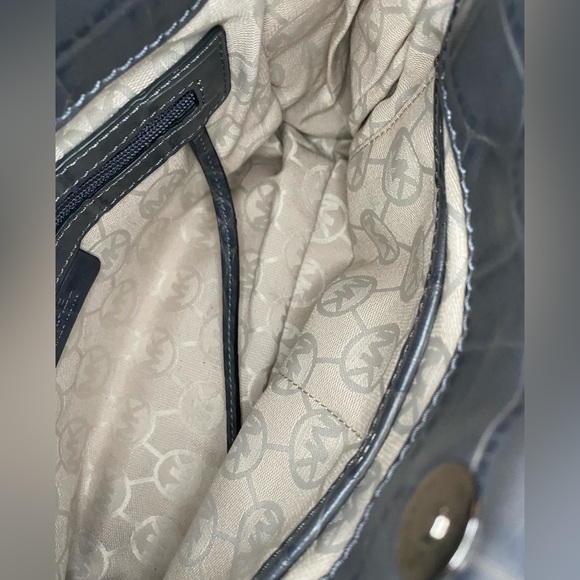 MICHAEL KORS Embossed Leather Gray Crocodile Hamilton Medium Satchel - Picture 7 of 8